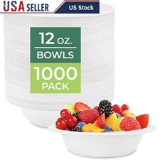 Compostable Bamboo Bagasse Bowls Eco-Friendly Heavy-Duty Disposable Tableware US