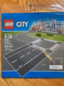 LEGO CITY: Straight & Crossroad (7280);  T-Junction & Curved Road Plates 7281