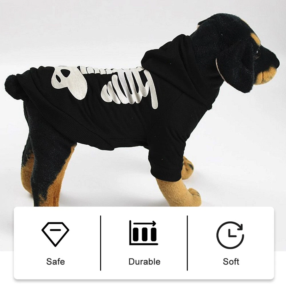 VETEMENTS Costume Teschio Luminoso Vestito Cane Up Cosplay Halloween Scheletro per Pet