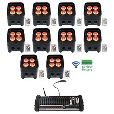  10 Rockville BEST PAR 50 Battery Wash Lights Wireless DMX 384 Ch. Controller