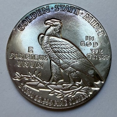 1929 Golden State Mint 1 oz 0.999 Fine Silver Indian Head Round