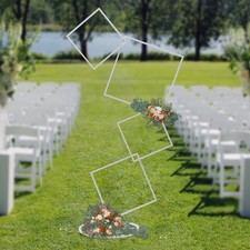 White Metal Flower Frame Weddings Square Backdrop Garland Plants Display Stand