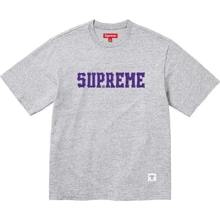 Haut 24fw SUPREME Twill Appliqu S S gris bruyère XL semaine régulière 1 Supreme Tw