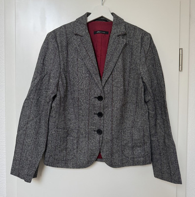 hmm- S.Oliver Jacke Blazer Wolle  schwarz weiß gestreift Größe M - sehr gut