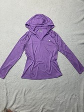 Under Armour Hoodie Womens Medium Purple HeatGear Lightweight V Neck Pullover