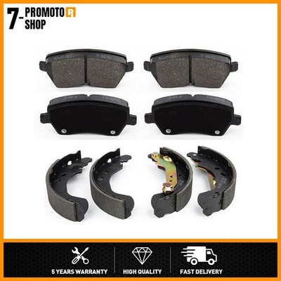 2 Front Rear Disc Brake Pad Set Drum Brake Shoe for 2005-2007 Nissan Micra
