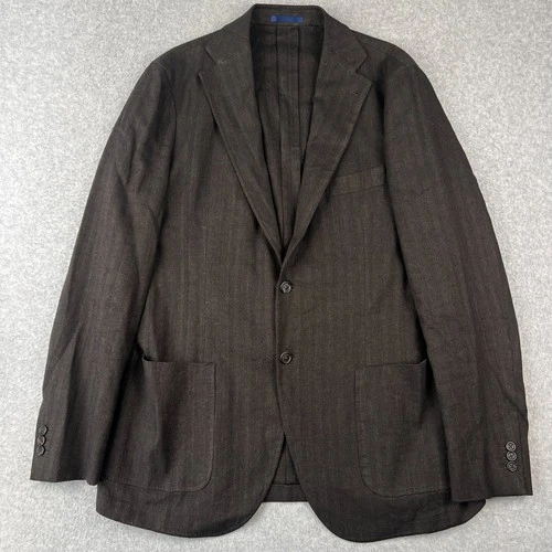Proper Cloth Linen Cotton Unstructured Blazer Sport Coat 42L Brown Surgeon Cuffs