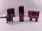 Vtg Renwal Dollhouse Furniture Lot Armoire Radio Dresser Sewing Machine Hutch