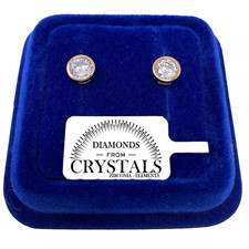 Orecchini Punto Luce Chiuso pl. Oro Giallo 18k con cristalli Zirconi  6 - 9mm