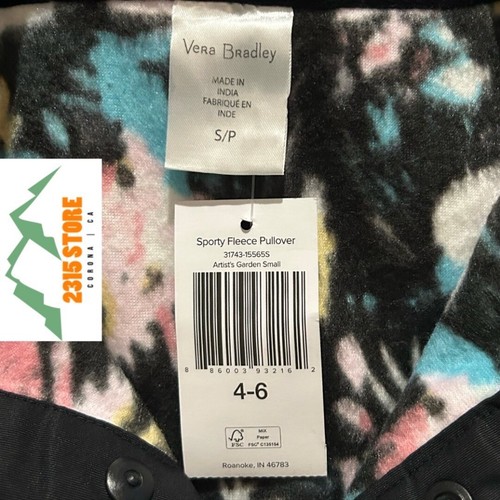 Vera Bradley Navy Garden Sporty Fleece Pullover Floral Kangaroo Pocket Women’s S - Picture 6 of 6