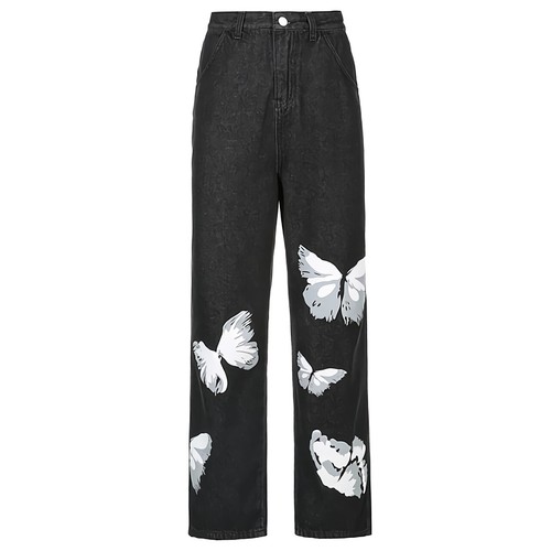 Women's Casual Jeans Butterfly Print 