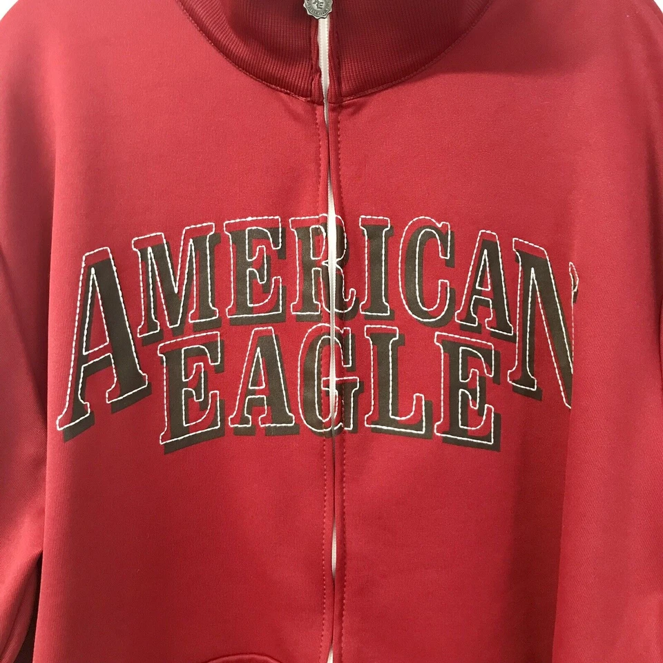 Chaqueta deportiva para hombre AMERICAN EAGLE 2XL cremallera completa logotipo deletreado rojo Foto 4 de 4