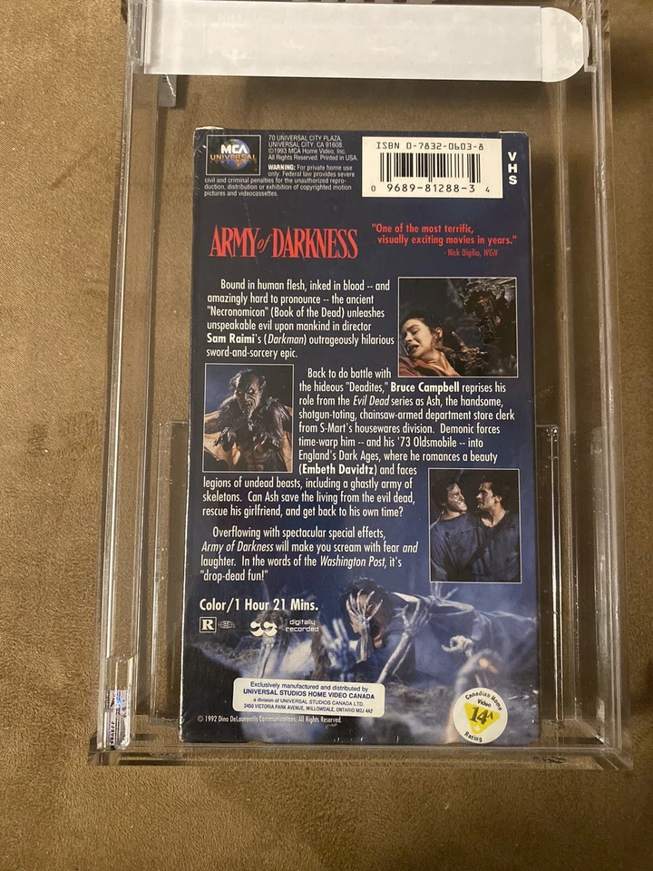 Army Of Darkness IGS Graded VHS Tape 1993 Canada First Print RARE Foto 2 de 4