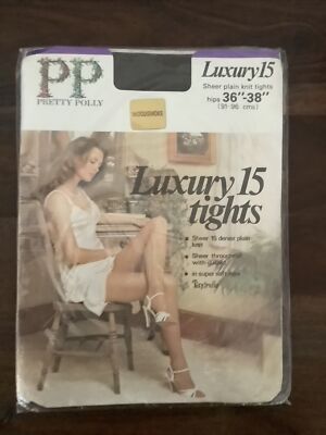 Rare Vintage Pretty Polly Luxury Sheer 15 Pantyhose Tights Woodsmoke Dark 