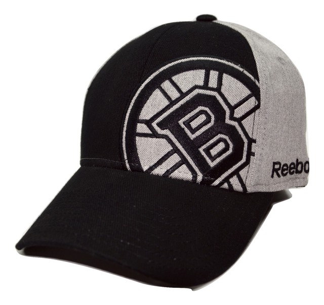 Boston Bruins Reebok M022Z NHL Gray & Black Stretch Fit Hockey Cap Hat