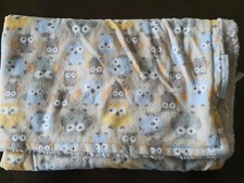 Blankets beyond blue owl gray tan orange baby Security Blanket 30" 30" EUC