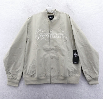 St Louis Cardinals Jacket Mens Medium '47 Brand Beige Snap Button Coach Preppy