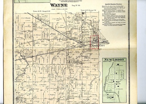 1874 Map of Wayne, Indiana, with family names, from Atlas of Randolph County - Picture 2 of 3