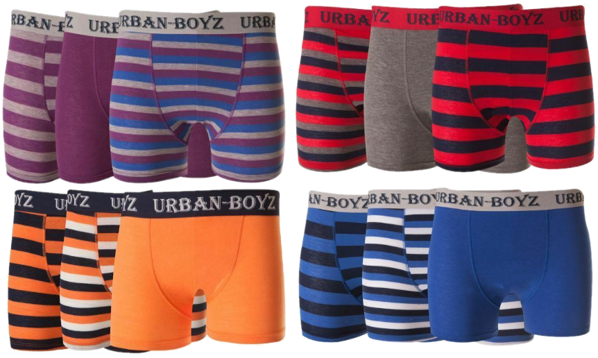 Mens Urban Boyz Striped Plain Boxer Shorts Trunks Underwear All Sizes