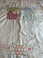 Vintage Quilt Handstitched Sunbonnet Crib Blanket Baby Shower Gift