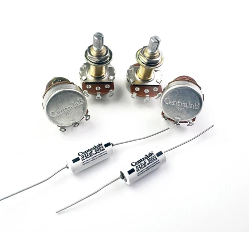 Centralab 550k Long Shaft Pots and PIO .022 Capacitor LP Bundle