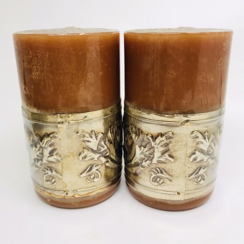 2 VINTAGE Gingerbread Claire Burke Candles 5” Pillar Candles Scented Pillars NOS - Picture 4 of 5