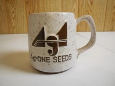 X8 AG-One Seeds coffee cup Union River Pottery Corn Farm Advertising Vintage