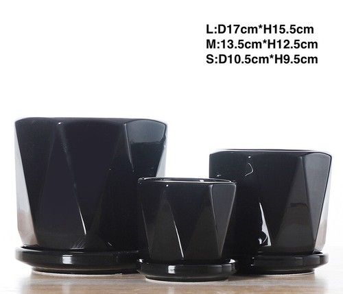 3 PCS POTS&TRAY 3 SIZE SET POTS HEAVY POTTERY CERAMIC FLOWER PLANT POTS 03 - Picture 16 of 17