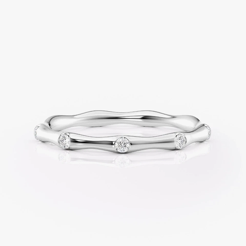 PT950 0.15 Ct Lab Created Round Cut Diamond Band 2MM Platinum Engagement - Image 2 of 4