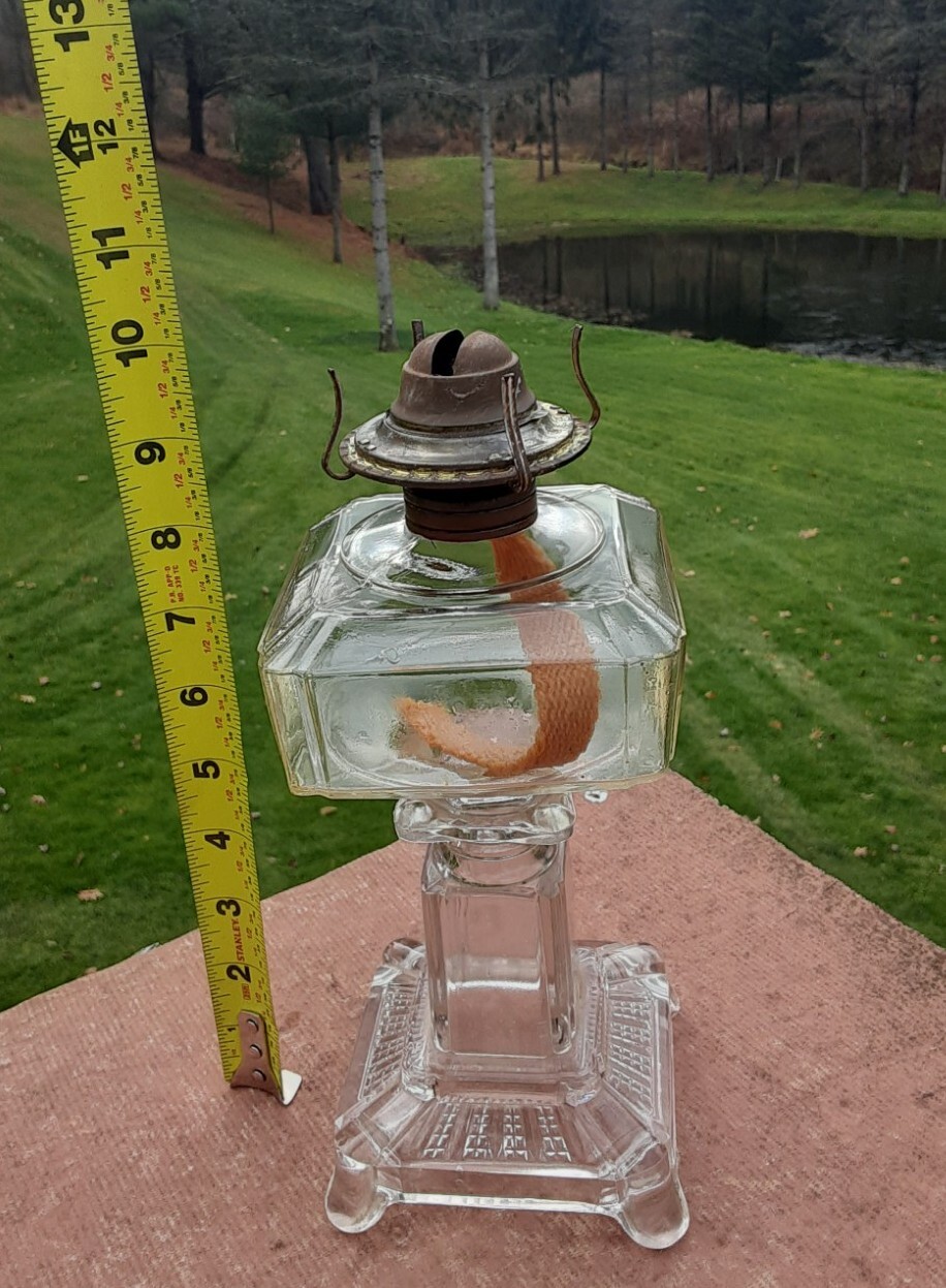 Plume & Atwood Clear Glass Oil Lamp, Thomaston Conn. eBay