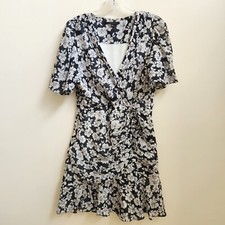 Alex Marie Dress Women's 8 Black White Floral Cotton Layered Cottagecore Peasant