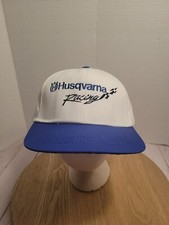 Husqvarna Racing Embroidered Adjustable Snapback Hat White Blue Made in USA