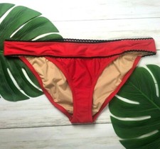 NWT NEW J. CREW Scalloped Hipster Bikini Swim Bottom C0169 Red w Black Trim M
