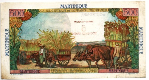 Martinique: ND( 1960 ) 5 Nouveaux Francs on 500 francs. Pick # 38 - Picture 2 of 2
