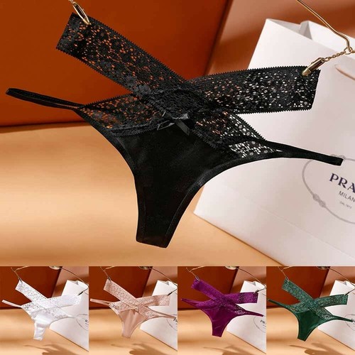 Women's Sexy Ice Silk Underwear Low-Waist Breathable G-String Panties Thongs - Picture 5 of 17