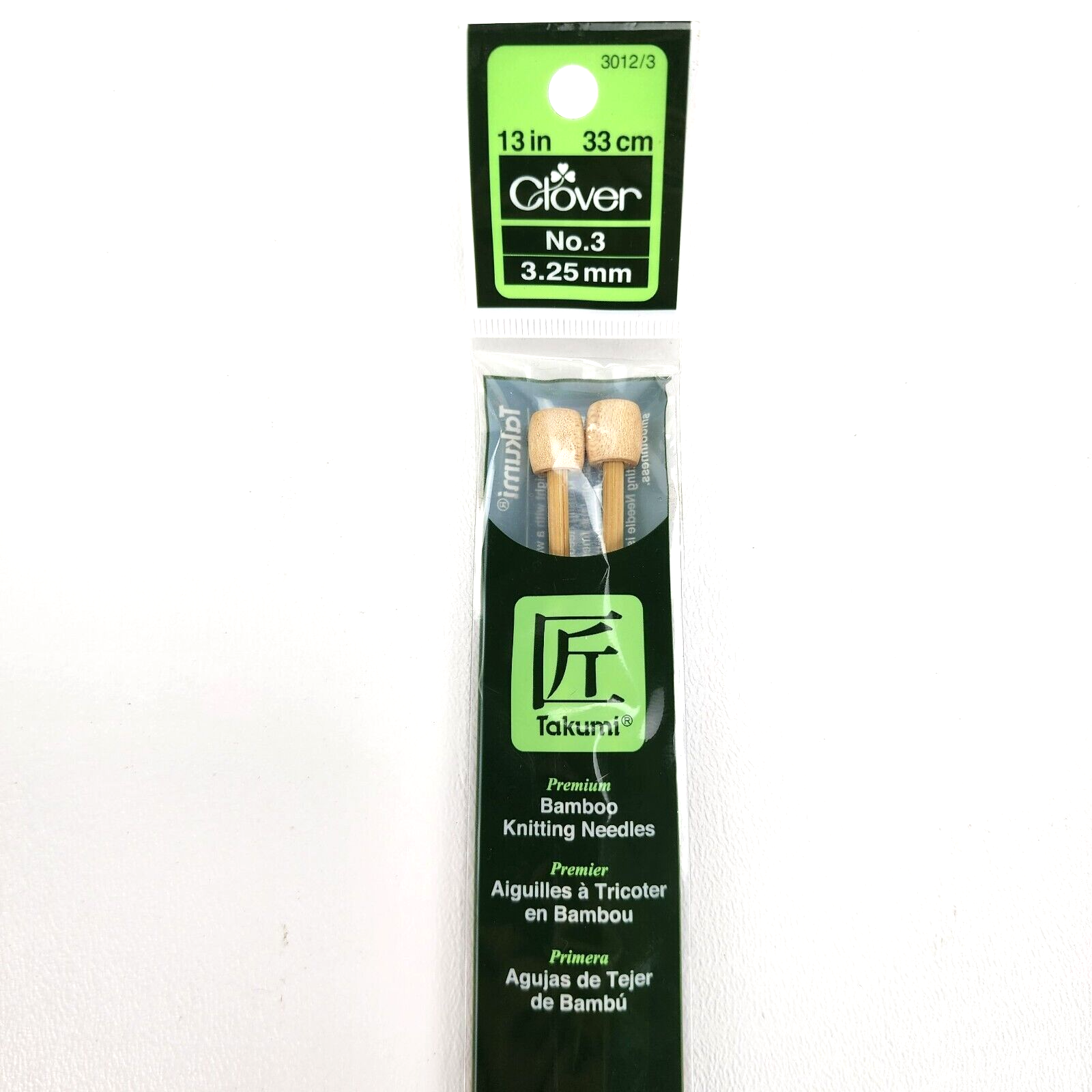 Clover Takumi Bamboo Knitting Needles 3 3.25mm 13 inch 33cm 3012/3