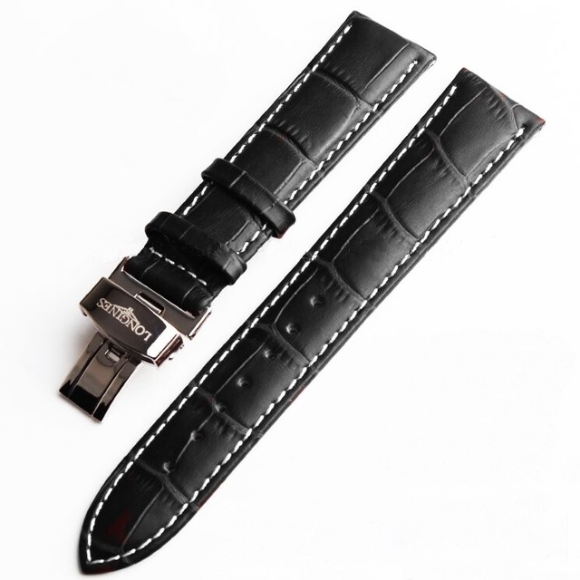 NEW WATCH STRAP Genuine Leather 18mm LONGINES Black eBay
