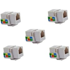6P6C White RJ11 CAT3 Telephone Network Keystone Jack Insert for Wall Plates 5/pk