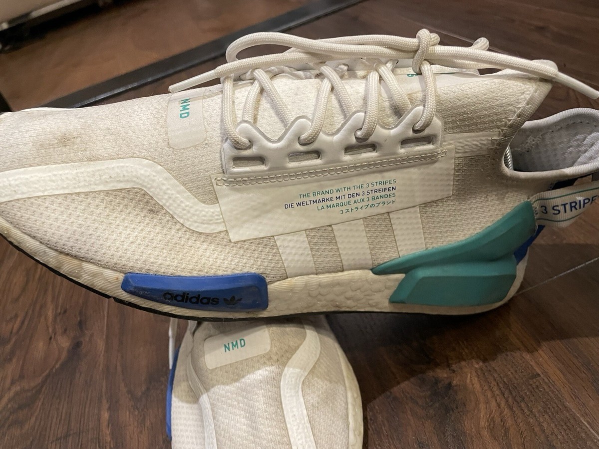 adidas NMD R1 V2 White Brand New Uk Size 9.5 US 10.5 Trainers Green Blue