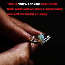 Womens Real Genuine Natural Sterling Silver Fire Opal Engagement Wedding Ring