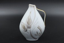 Eschenbach Vase Henkelvase weiß mit Golddekor Blätter Hans Welling H 15,5 cm