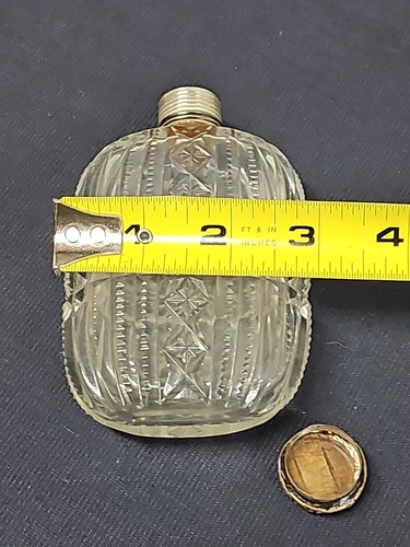 Vintage Cut Glass Sterling Silver Top Flask Antique Liquor Woman - Picture 12 of 13
