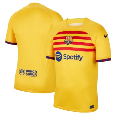 Barcelona Nike Soccer Jersey Mens 2XL Yellow 2022-23 Fourth
