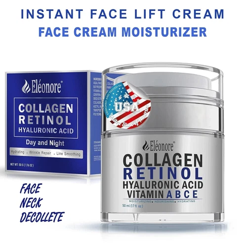 RETINOL COLLAGEN FACE CREAM WITH HYALURONIC ACID, ANTI-AGING FACE MOISTURIZER