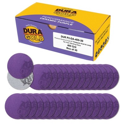400 Grit 2'' Purple Ceramic Sanding Discs, Box of 30 - Hook & Loop Sandpaper