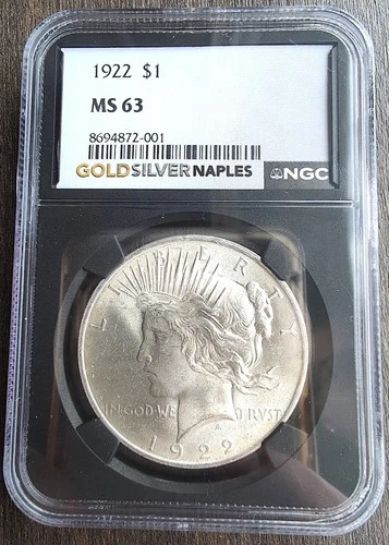 1922 $1 Peace Dollar. NGC MS-63