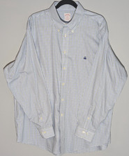 Brooks Brothers 346 Mens Cotton Non-Iron White Blue Gingham Check Dress Shirt XL