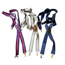 LOT OF 3, Men's Suspenders Braces CAS GERMANY  PELICAN Elastic X-BACK Stripes
