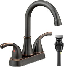 4 Inch Faucet 2 Handle Oil Rubbed Bronze Bath Sink Faucet with Pop-Up Drain S