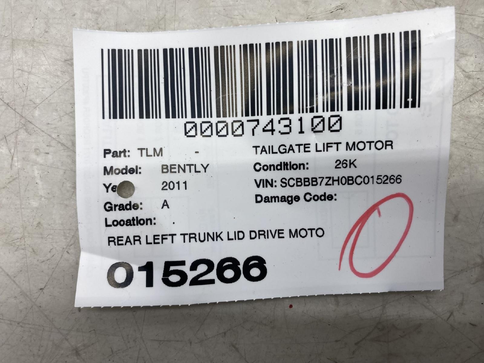 Bentley Mulsanne 2010-2020 Rear Left Electric drive motor P/N 3Y0827851